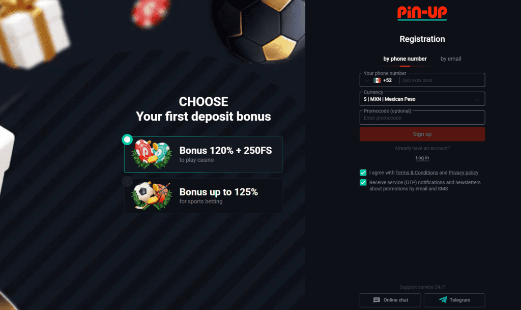 pinup casino register